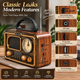 Vintage Style AM/FM/SW Radio with Analog Clock