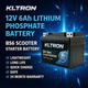 KLTRON 12V 6Ah Lithium Phosphate (LiFePO4) Battery for BS6 Scooters