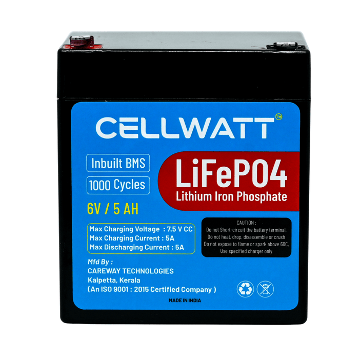6V 5Ah LiFePO4 Lithium Battery for Solar Lights, Toys, Emergency Lamps, DIY Projects & Backup Power - Careway Technologies